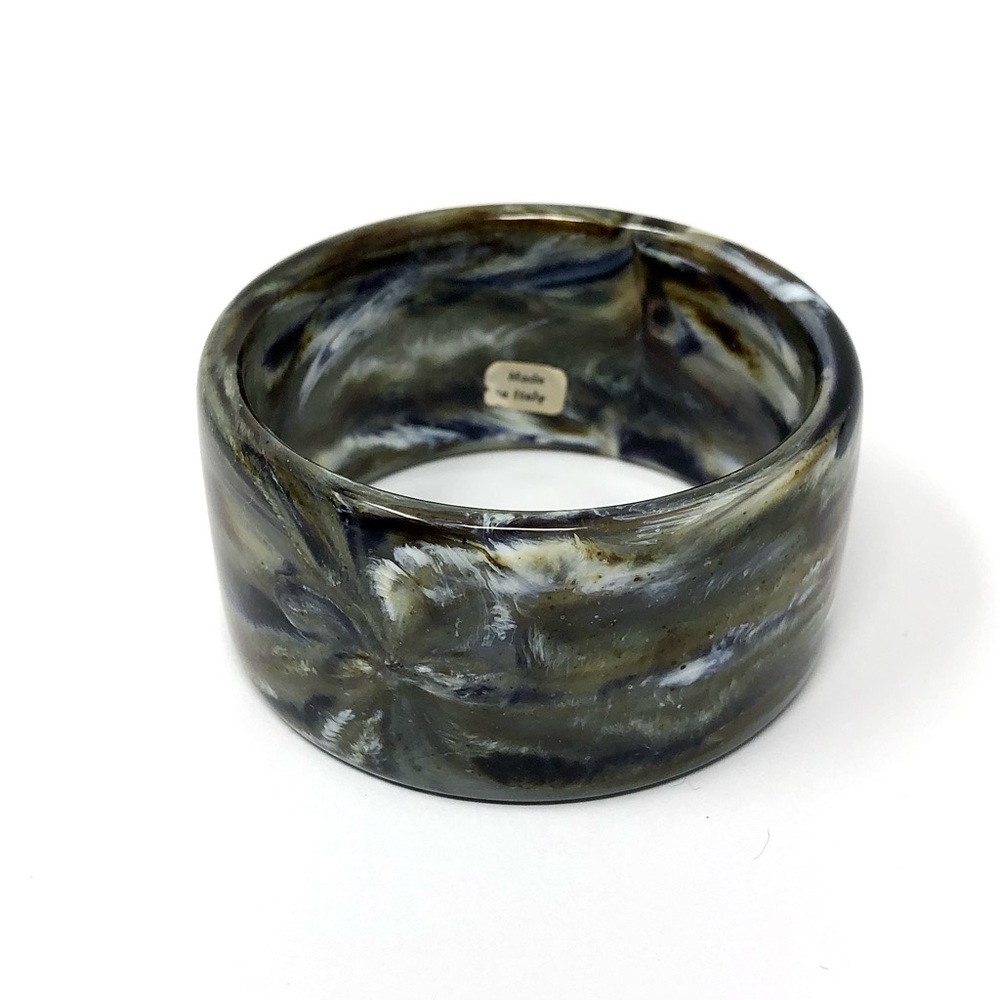 Made in Italy vintage acrylic bangle bracelet with swirl designs
